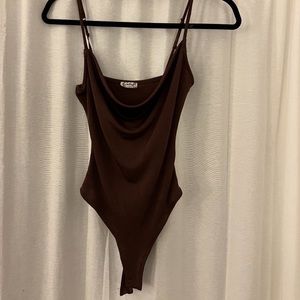 Free People Brown Bodysuit Scoop Neck
